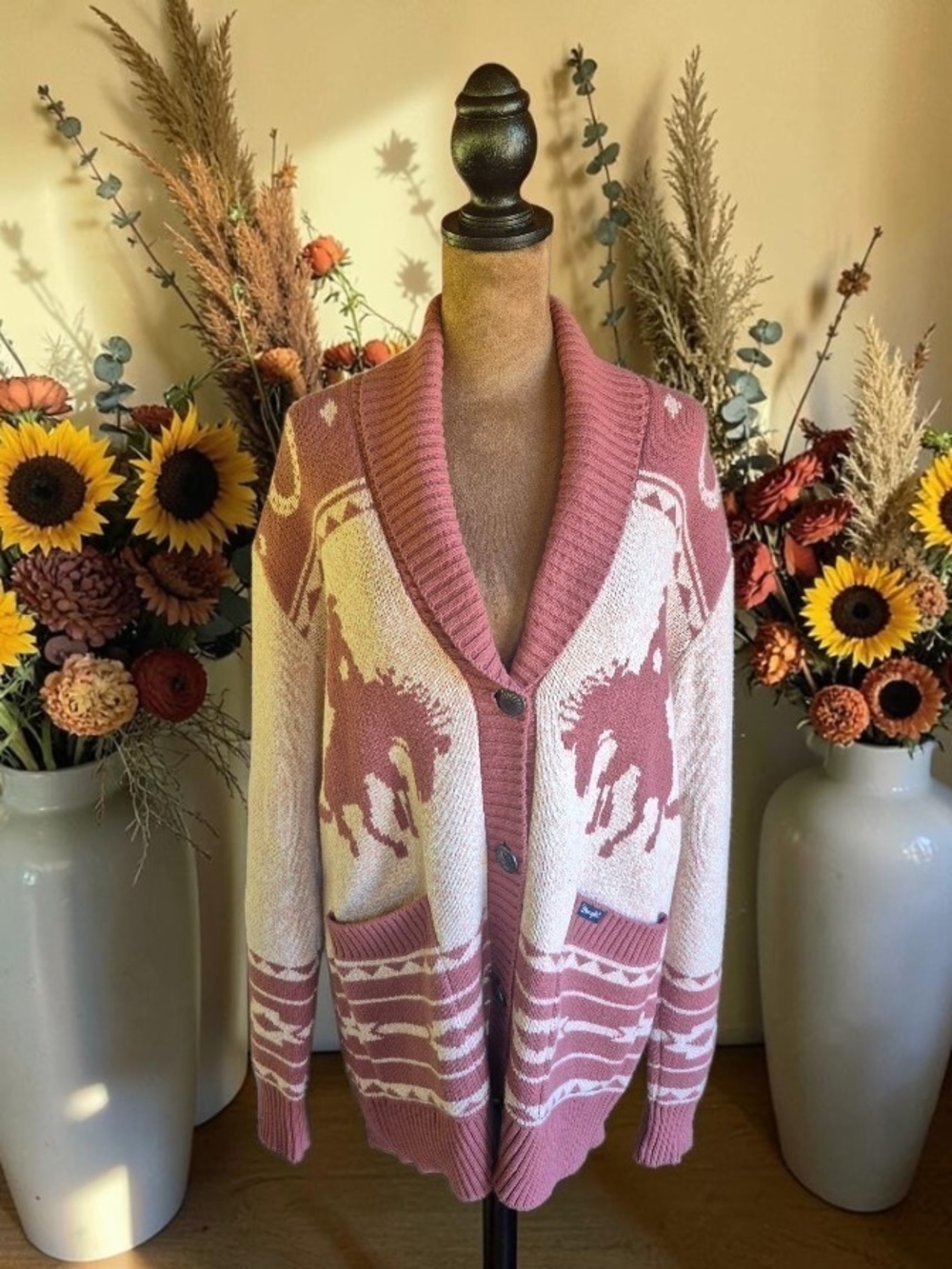 Wrangler Retro Western Horse Cardigan Sweater